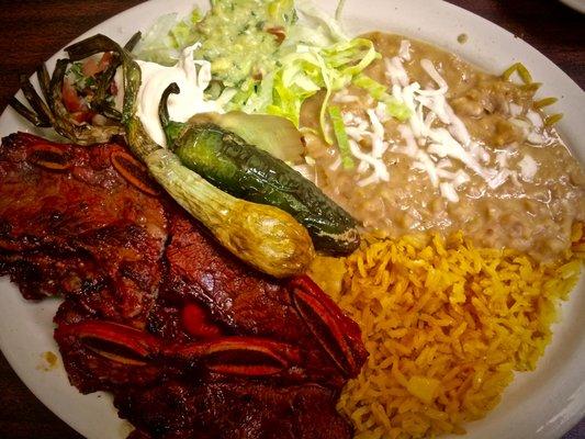 Seasoned ribs (house special) with grilled scallion and jalapeño