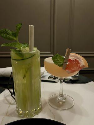 Garden Mule (L) & Basic Bitch Cocktails (R)