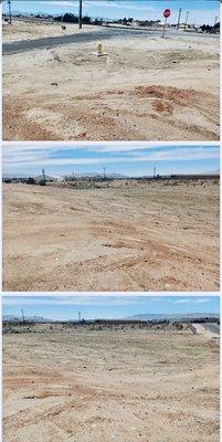 (Photo of my land in Hesperia before & after= "it's look amazing after")