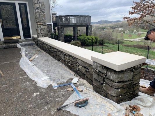 stone wall cap and stone wall repair service in franklin