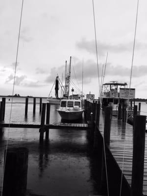 Docks at Boss Oyster's waterfront seating.