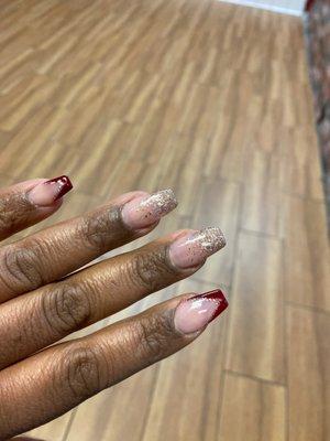 Christmas nails. My first time here and they did a great job! Thank you!