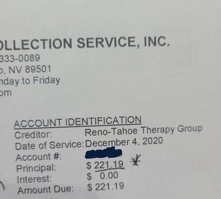 This is the bill for a 1-time appointment FREE screening