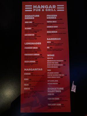 Drink menu....