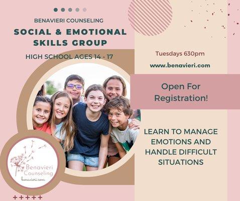 Social and Emotional Skills group for teens in Chandler is open for registration