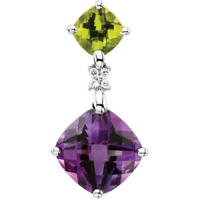 Amethyst, Peridot and Diamond Pendant