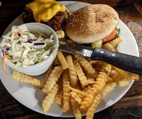 St Marys Burger with Fries and Coleslaw