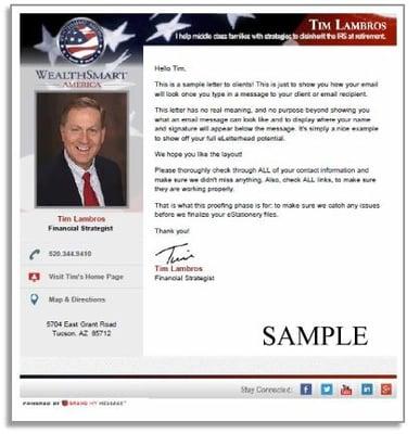 Here's a sample of what YOUR email could look like!  Tired of the plain and boring correspondence?  Give us a call! 888.736-0165