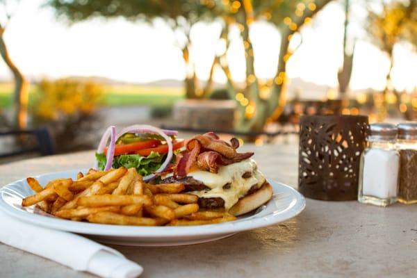 Double Bacon Cheeseburger with Beer Battered French Fries