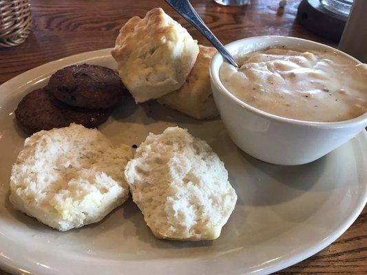 Biscuits and gravy with sausage