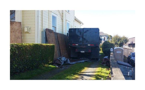 The broken window was the one right next to the truck.