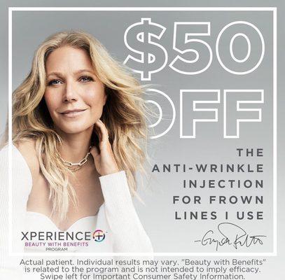 Call for your $50 off Xeomin today.