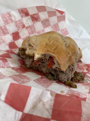 Regular Italian Beef, no cheese, spicy giardiniera