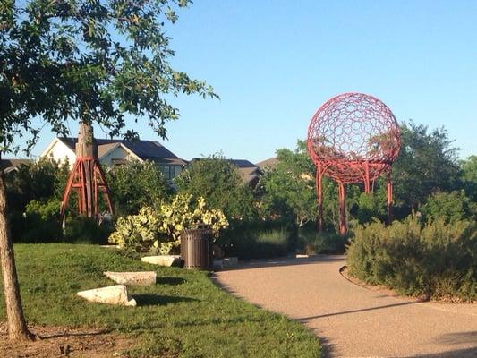 These large "artwork" structures are interspersed with more complex landscaping than you see in the other nearby parks.