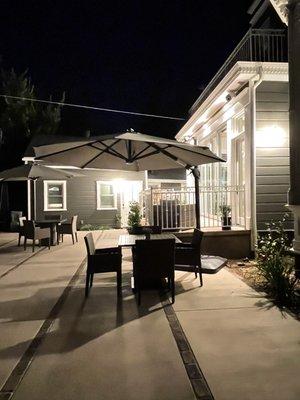 Patio and the Carriage room where we stay at the end.   Beautiful