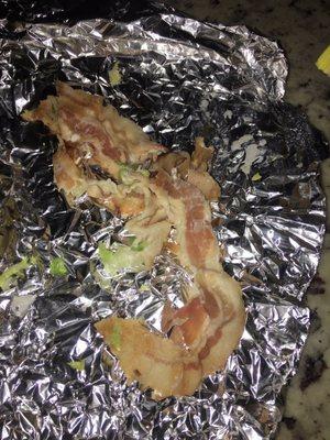 Raw bacon pulled from the BLT sub