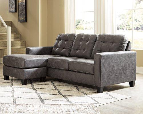 incredible set of Venaldi Benchcraft Chofa only $609 Description :  Venaldi Benchcraft Gunmetal Sofa Chaise, 85W x 62D x 38H, 142lbs.