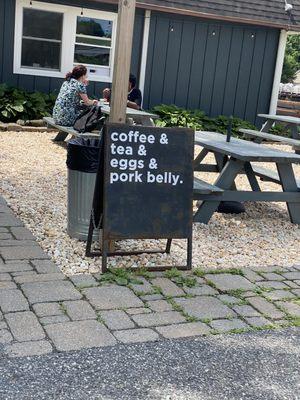 Outdoor picnic tables