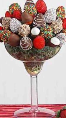 The larges margarita glass I've seen stuff with these chocolate covered strawberries love it happy anniversary Tina & Alex