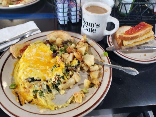 Veggie omlette & country potatoes