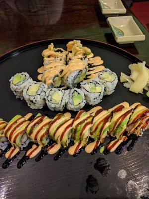 Monkey, real crab California and shrimp tempura rolls (special maki combo)