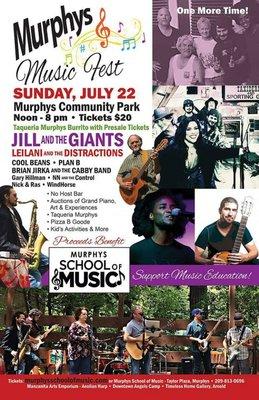 1st Annual Murphys Music Festival.  This Fundraiser event is the biggest music event in our County.