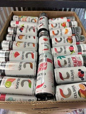 Box of Celsius, 75 cans for $25