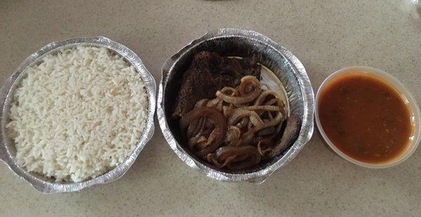 Rice, steak and red beans