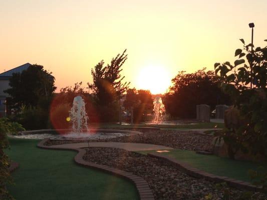 Mini golf at sunset.