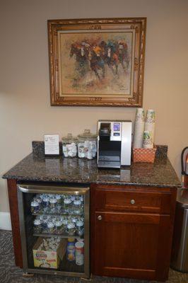 Complimentary coffee bar for our waiting patients and their families at Wake Dental Care in Cary, NC.