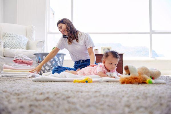 Living room after a professional carpet cleaning in Canon City, CO