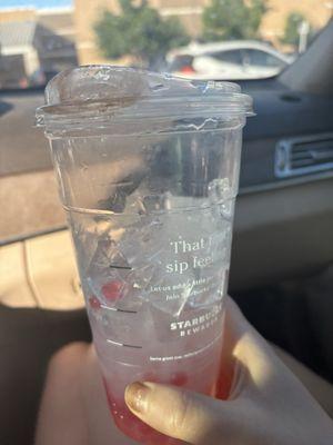 My cup is literally all ice. 7cdollars for this! All ice I asked for light ice im so pissed