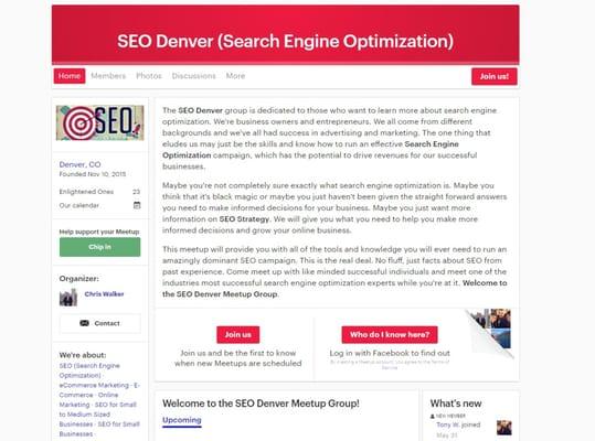 SEO Denver Meetup - Come Join Us for Free advice.