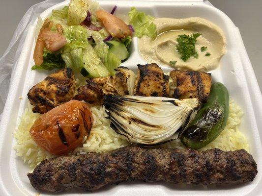 Mixed Chicken and Kafta Kebab Plate