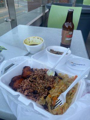 Veggie Plate w/ Small Green Beans and added curry oxtail gravy. Full of flavor!!!