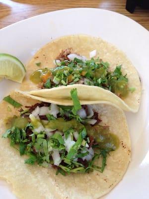 $1.10 per taco.  Cheap and taste good.