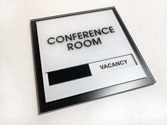 Conference Room Custom Braille Signs with slider