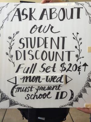 Student Discounts!!