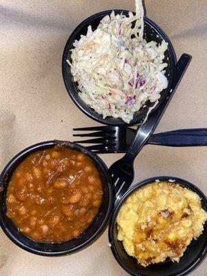 Bean, Mac n Cheese and Coleslaw