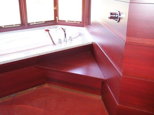 Ribbon Grain Khaya - Bathroom - Edensaw.com Washington State - Exotic Wood & Domestic Lumber