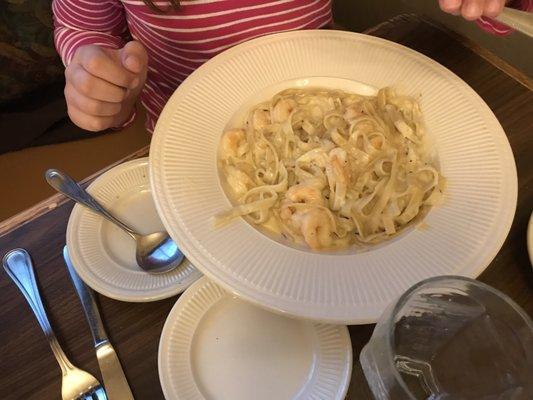 The shrimp Alfredo.