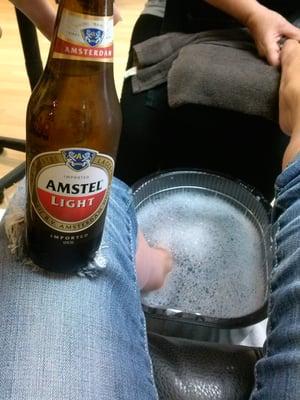 What a treat....a beer with my pedi