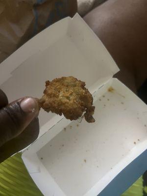 Oyster with hair fried in it