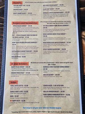 Back of new menu