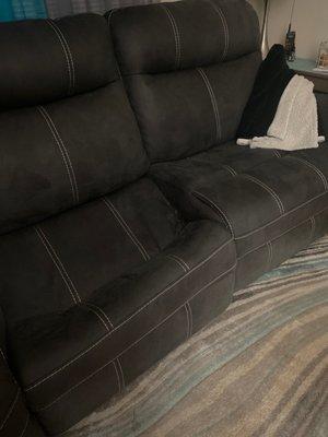 Collapses midsection of couch