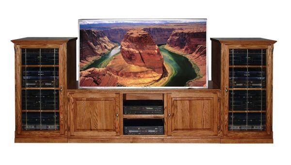 tv stand with audio side consoles.