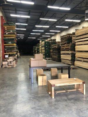 Warehouse of larger planks of wood