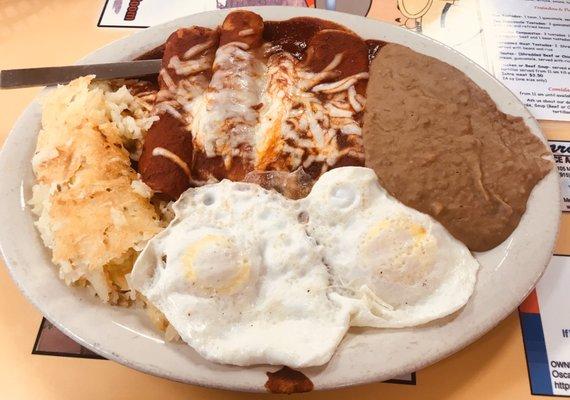 Red enchiladas & eggs