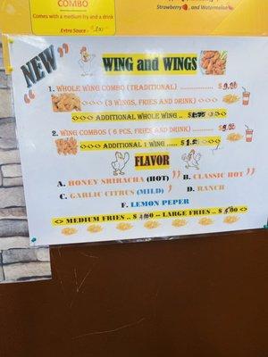 Wing Menu