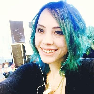 Chelsea did an amazing job!
 She was able to transform my difficult, jet black hair into a teal & blue ombre! 3